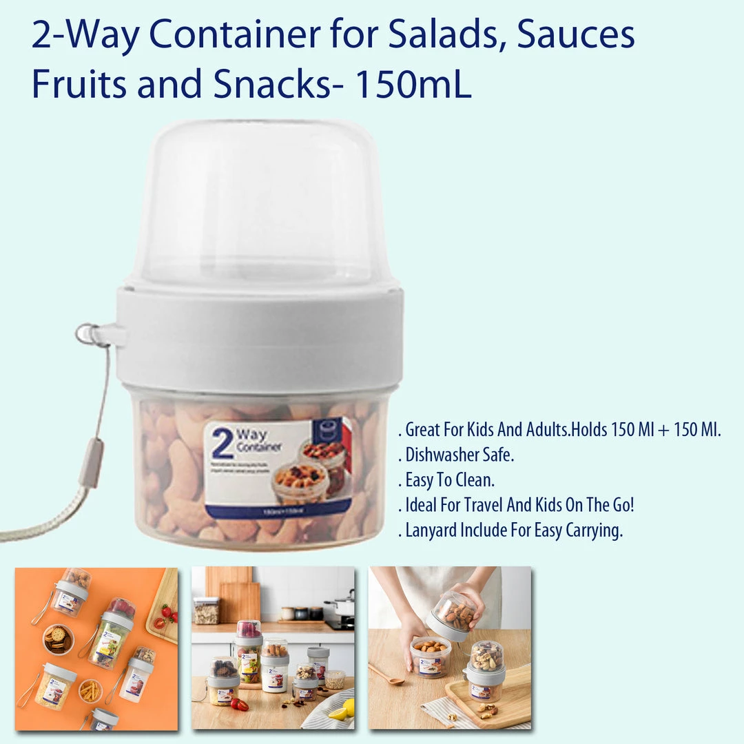 TVTimeDirect 2-Way Container For Salads, Sauces, Fruits And Snacks- 150mL Kitchen 3 TVTimeDirect 2-Way Container For Salads, Sauces, Fruits And Snacks- 150mL Kitchen