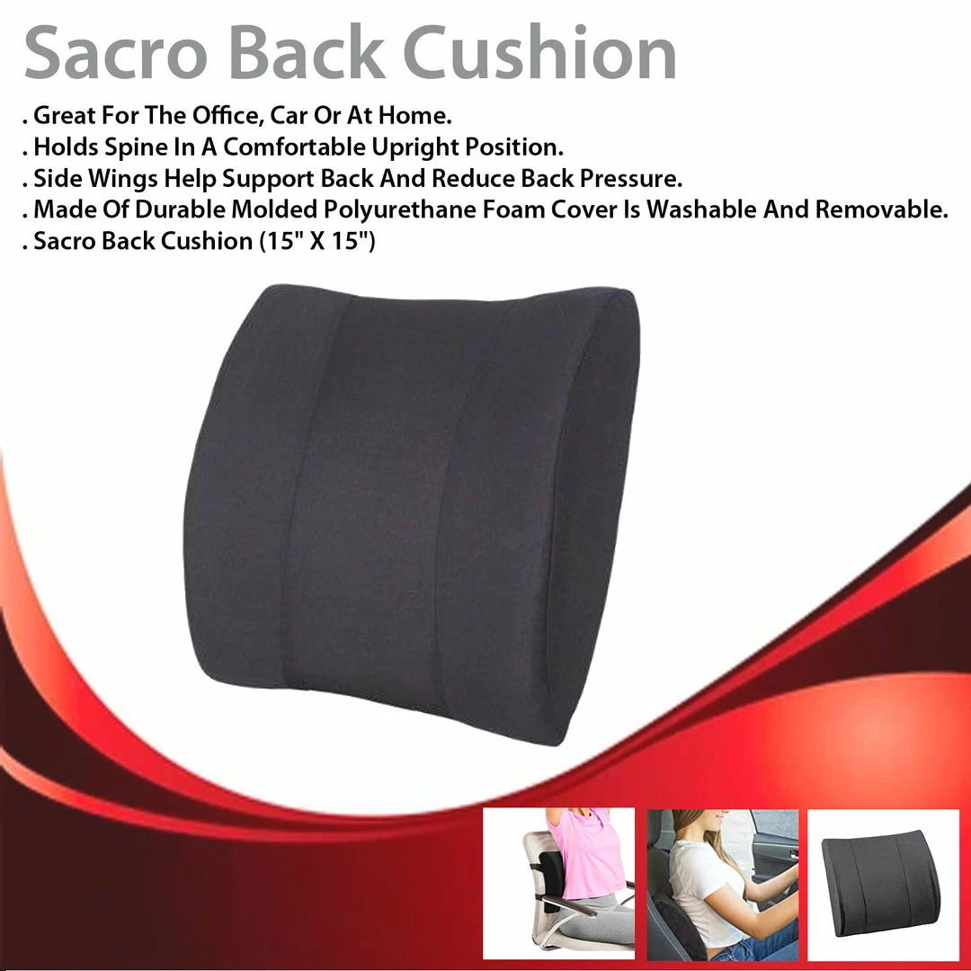 TVTimeDirect Sacro Back Cushion (15" X 15") 3 TVTimeDirect Sacro Back Cushion (15" X 15")