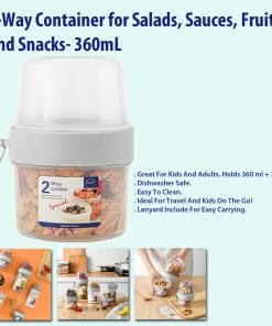TVTimeDirect 2-Way Container For Salads, Sauces, Fruits And Snacks- 360mL Kitchen
