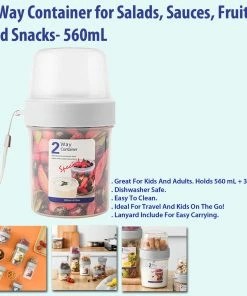TVTimeDirect 2-Way Container For Salads, Sauces, Fruits And Snacks- 560mL Kitchen