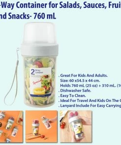 TVTimeDirect 2-Way Container For Salads, Sauces, Fruits And Snacks- 760 ML Kitchen