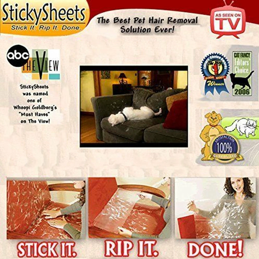 TVTimeDirect Sticky Sheets - Pet Hair Removal System - 6 Sheets 4 TVTimeDirect Sticky Sheets - Pet Hair Removal System - 6 Sheets