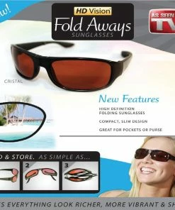 TVTimeDirect HD Vision Fold Aways Sunglasses Deluxe- 2 Pack (Black)