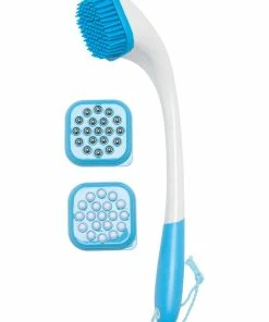 TVTimeDirect 3-in-1 Long Reach Bath Brush Set -Silicone Brush, Body Wash Lotion Applicator, Massager