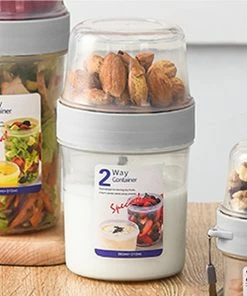 TVTimeDirect 2-Way Container For Salads, Sauces, Fruits And Snacks- 560mL Kitchen