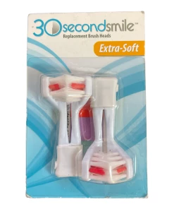 TVTimeDirect Health & Beauty 30 Second Smile Electric Toothbrush Replacement Head- (Red) Extra Soft- 2 Packs