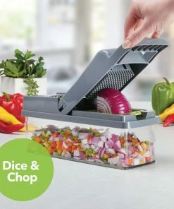 TVTimeDirect 14-Piece Veggie Multi-Function Kitchen Chopper/Slicer -Slices, Dices, And Grates Food