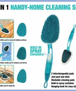 TVTimeDirect Houseware 4-N-1 Handy-Home Cleaning Set Purposes Wood Windows Mirrors Tough Dirt - 3 Changeable Pads
