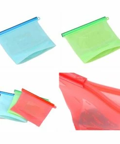 TVTimeDirect Kitchen Silicone Reusable Food Saver Bags 4 Cups - Airtight Leakproof Vacuum Seal 4 Pack