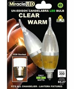 TVTimeDirect MiracleLED 604510 Ultra Saver 3-Watt Candelabra Clear Warm Bulb