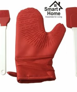 TVTimeDirect Smart Home Silicone Oven Mitt With Bonus Spatula & Brush Kitchen