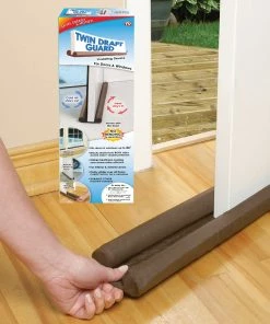 TVTimeDirect Twin Draft Guard For Doors & Windows- Cold Air Heating Brown Houseware