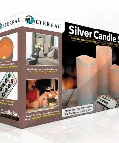 TVTimeDirect Silver Led Flameless Candle Set Perfect Flickering Warm White