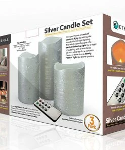 TVTimeDirect Silver Led Flameless Candle Set Perfect Flickering Warm White