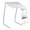TVTimeDirect Adjustable Folding Table (White) Eating Serving Lap-Top