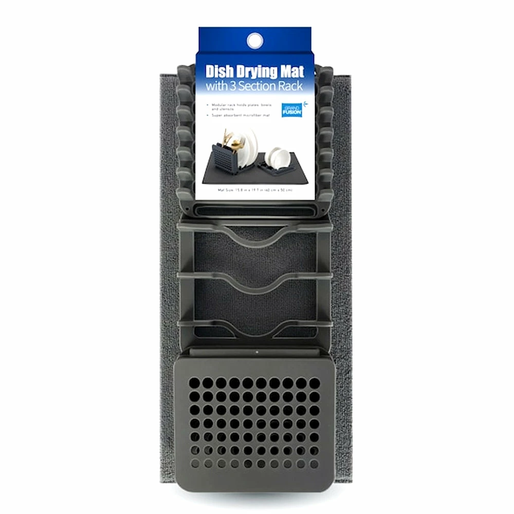 TVTimeDirect Dish Drying Mat With 3 Section Rack 8 TVTimeDirect Dish Drying Mat With 3 Section Rack