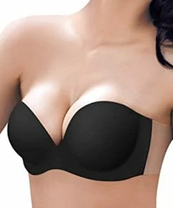 TVTimeDirect Backless, Strapless Invisible Bra With Adhesive Wings - Size C- Black Clothing & Accessories