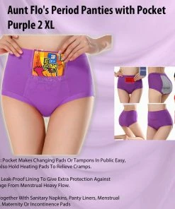 TVTimeDirect Aunt Flo's Period Panties With Pocket Purple 2 XL Clothing & Accessories