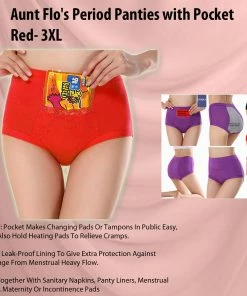 TVTimeDirect Clothing & Accessories Aunt Flo's Period Panties With Pocket- Red- 3XL
