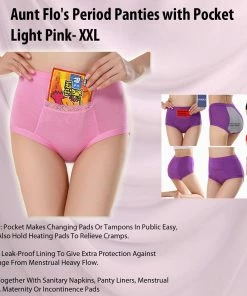 TVTimeDirect Aunt Flo's Period Panties With Pocket- Light Pink- XXL