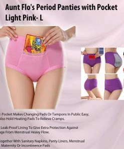 TVTimeDirect Aunt Flo's Period Panties With Pocket- Light Pink- L