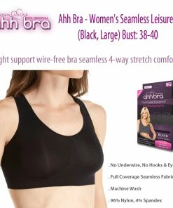 TVTimeDirect Ahh Bra - Women's Seamless Leisure Bra (Black, Large) Bust: 38-40