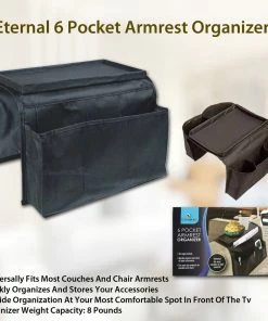 TVTimeDirect Eternal 6 Pocket Armrest Organizer Remote Reading Glasses Food