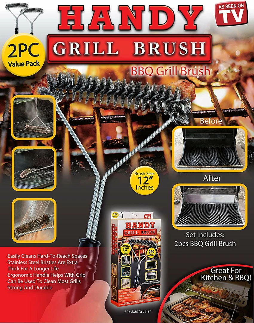 TVTimeDirect Handy Grill Brush - For Cleaning Barbecue - 2 Pack Houseware 3 TVTimeDirect Handy Grill Brush - For Cleaning Barbecue - 2 Pack Houseware