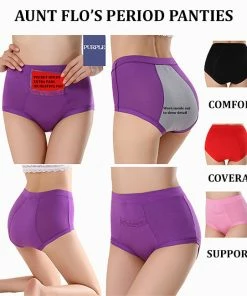 TVTimeDirect Clothing & Accessories Aunt Flo's Period Panties With Pocket- Grey- Large