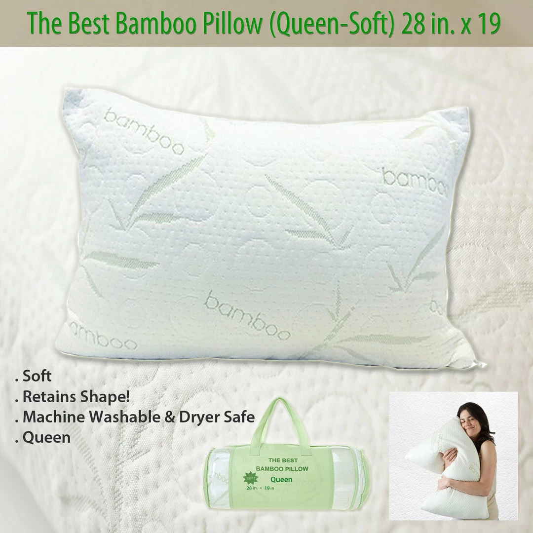 TVTimeDirect The Best Bamboo Pillow (Queen-Soft) 28 In. X 19 In. Houseware 3 TVTimeDirect The Best Bamboo Pillow (Queen-Soft) 28 In. X 19 In. Houseware