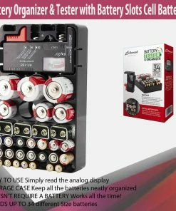 TVTimeDirect Battery Organizer & Tester With Battery Slots Cell Batteries Outdoor & Garden