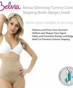 TVTimeDirect Belvia Shapewear SlimmingTummy Control Shaping Briefs (Beige) Small