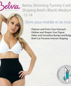 TVTimeDirect Belvia Shapewear Slimming Tummy Control Shaping Briefs (Black) Medium 12-14