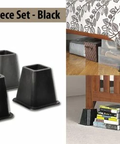 TVTimeDirect Bed Lifters - 4 Piece Set - Black Outdoor & Garden