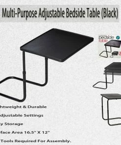 TVTimeDirect Multi-Purpose Adjustable Bedside Table (Black) OD407 Bed & Bath