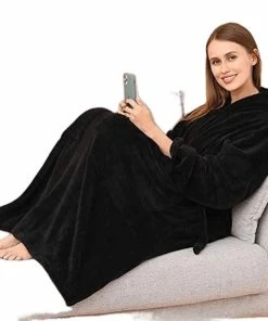 TVTimeDirect Cuddlee Blanket With Sleeves In Black