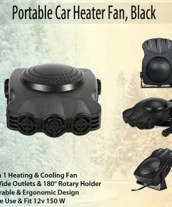 TVTimeDirect Portable Car Heater Fan, Black Automotive