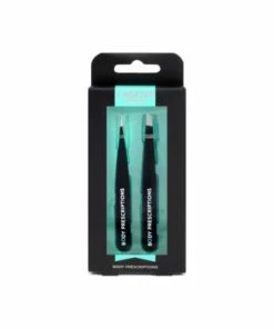TVTimeDirect Body Prescriptions 2 Pack Black Soft Touch Tweezer Set In Black And Teal Box Health & Beauty