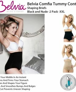 TVTimeDirect Belvia Comfia Tummy Control Shaping Briefs - Black And Nude -2 Pack -XXL