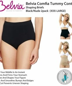 TVTimeDirect Belvia Comfia Tummy Control Shaping Briefs Black/nude 2pack (XXX-LARGE) Clothing & Accessories