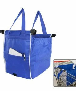 TVTimeDirect Grab And Go Bag- Reusable Shopping Cart Bag With Cart Clips