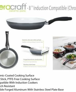 TVTimeDirect Kitchen Ceracraft Ceramic Pan- 8 " Induction Compatible (Chrome)