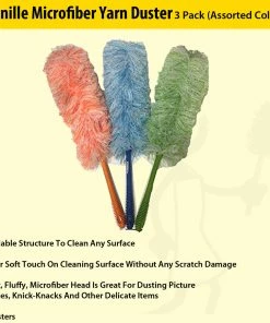 TVTimeDirect Chenille Microfiber Yarn Duster 3 Pack (Assorted Colors)