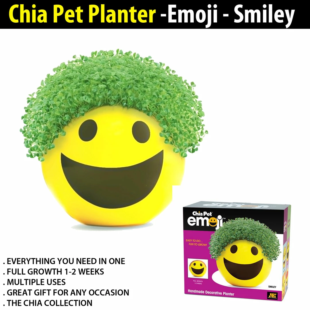 TVTimeDirect Chia Pet Planter - Emoji - Smiley Chia Pets 3 TVTimeDirect Chia Pet Planter - Emoji - Smiley Chia Pets