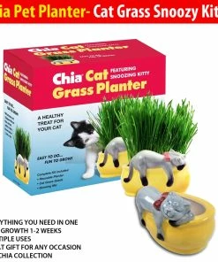 TVTimeDirect Chia Pet Planter - Cat Grass Snoozy Kitty Chia Pets