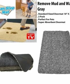 TVTimeDirect Clean Step Mat Doormat- Remove Mud And Water - 2 Pack - 18" X 28" - Gray Houseware