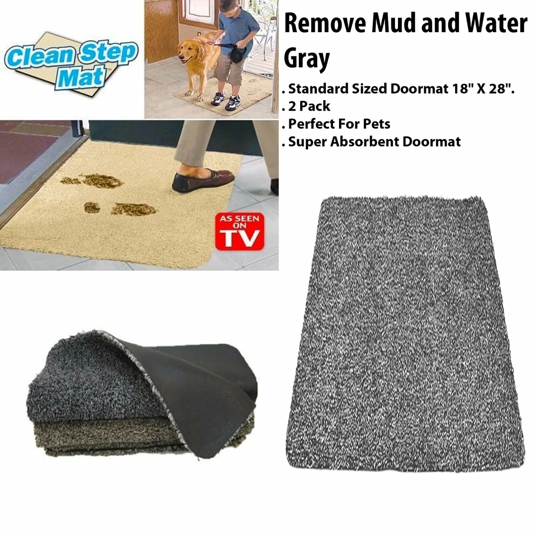 TVTimeDirect Clean Step Mat Doormat- Remove Mud And Water - 2 Pack - 18" X 28" - Gray Houseware 3 TVTimeDirect Clean Step Mat Doormat- Remove Mud And Water - 2 Pack - 18" X 28" - Gray Houseware
