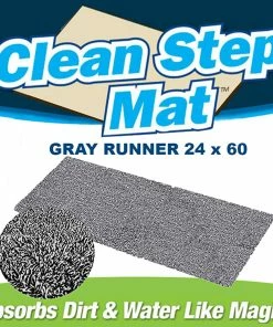 TVTimeDirect Clean Step Mat Runner (24" X 60") - Gray Houseware