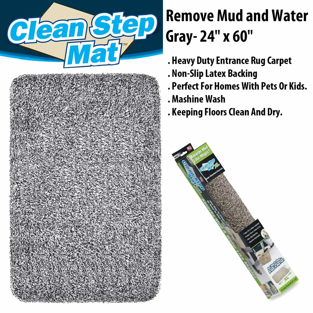 TVTimeDirect Houseware Clean Stepping Mud & Dirt Trap Runner- Gray 3 TVTimeDirect Houseware Clean Stepping Mud & Dirt Trap Runner- Gray