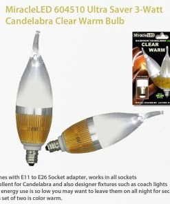 TVTimeDirect MiracleLED 604510 Ultra Saver 3-Watt Candelabra Clear Warm Bulb